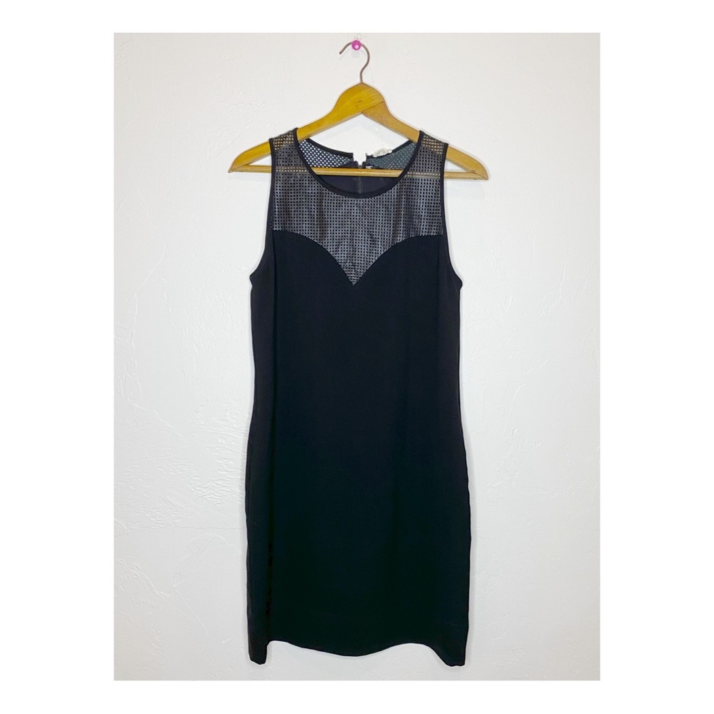 L’Agence sleeveless shift dress 4 Lambs leather illusion neckline new with tags